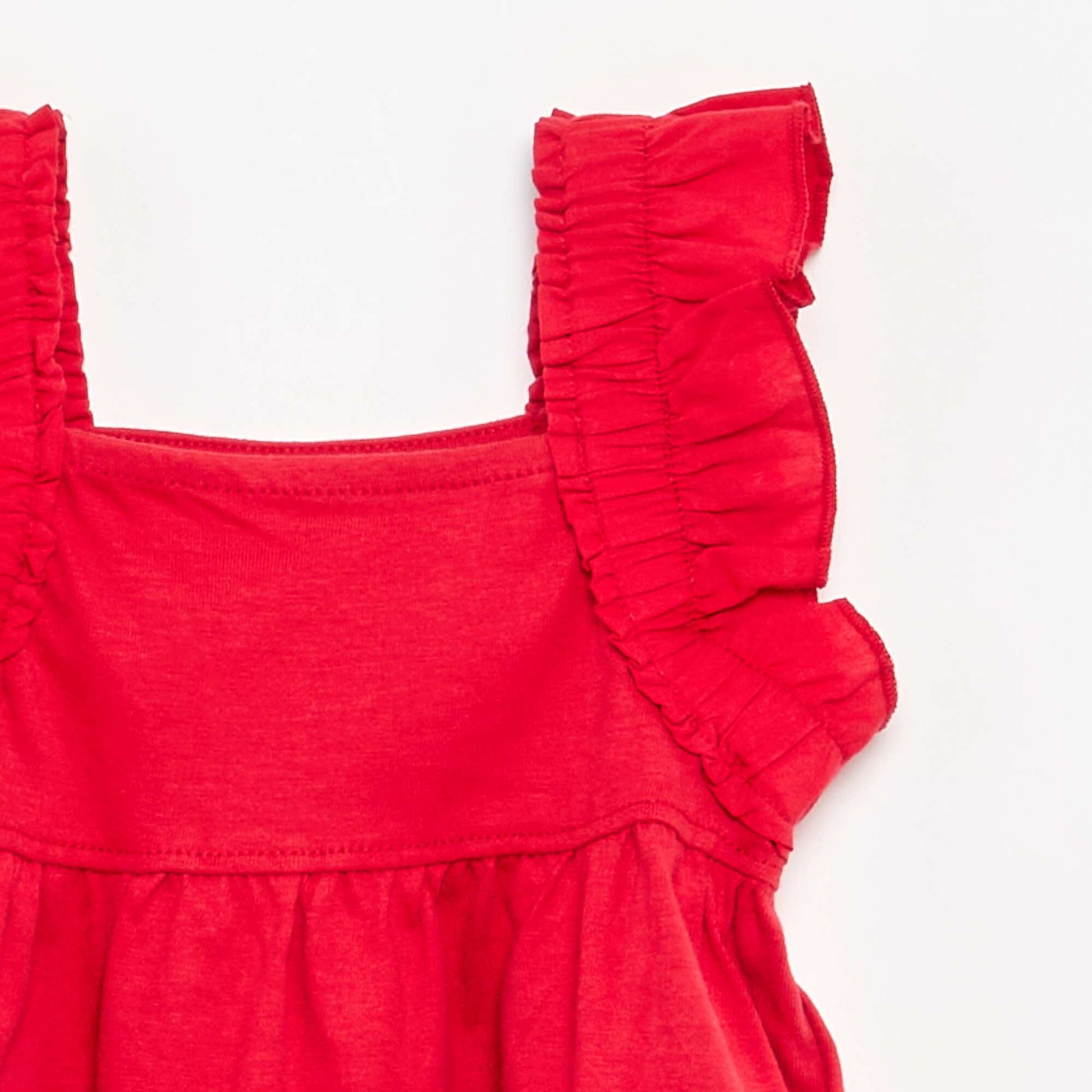 Ruffled Strappy T-shirt RED