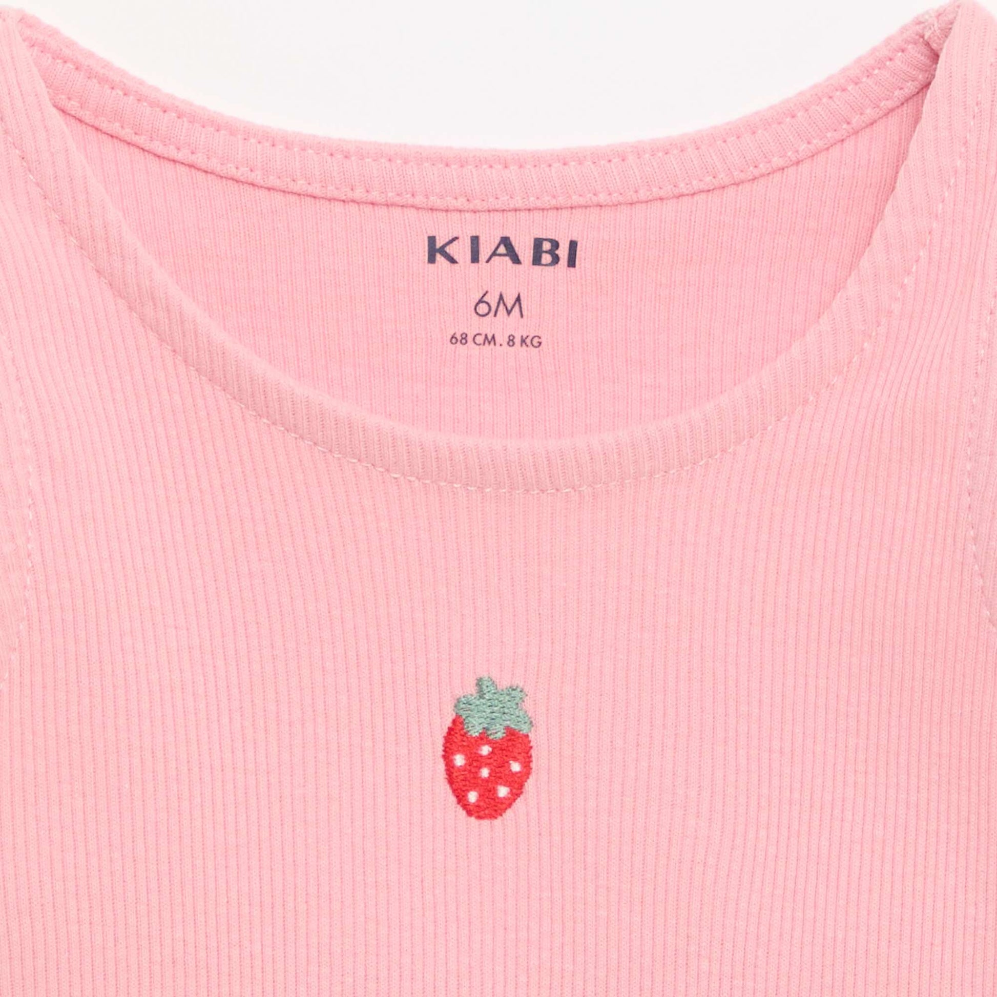 Ribbed tank top with wavy hem PINK