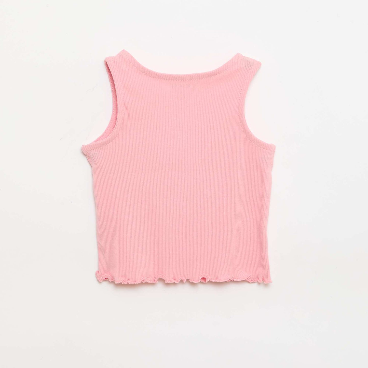 Ribbed tank top with wavy hem PINK