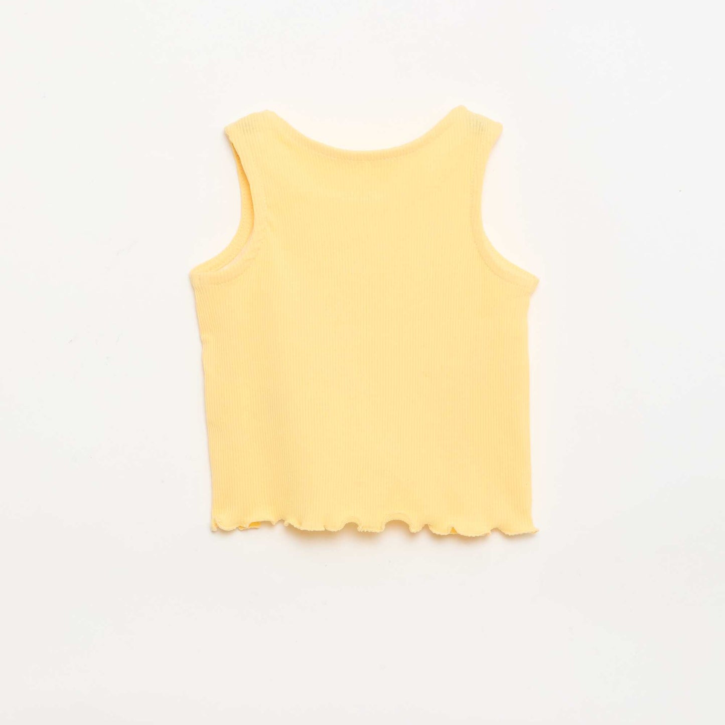 Ribbed tank top with wavy hem YELLOW