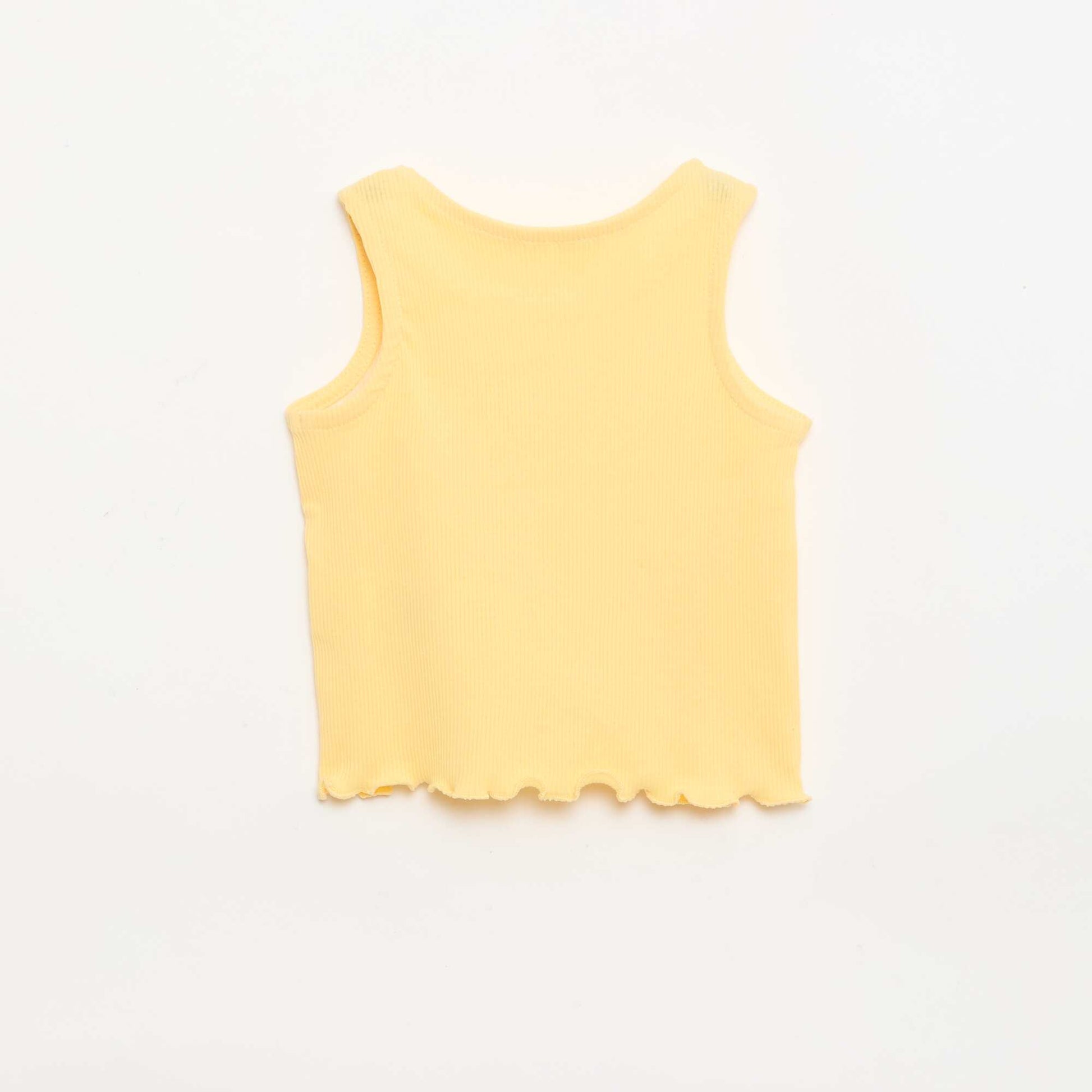 Ribbed tank top with wavy hem YELLOW