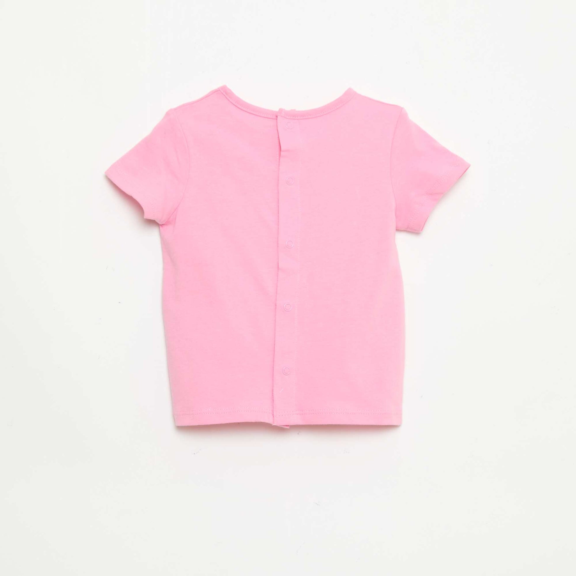 Printed and embroidered short-sleeved T-shirt PINK