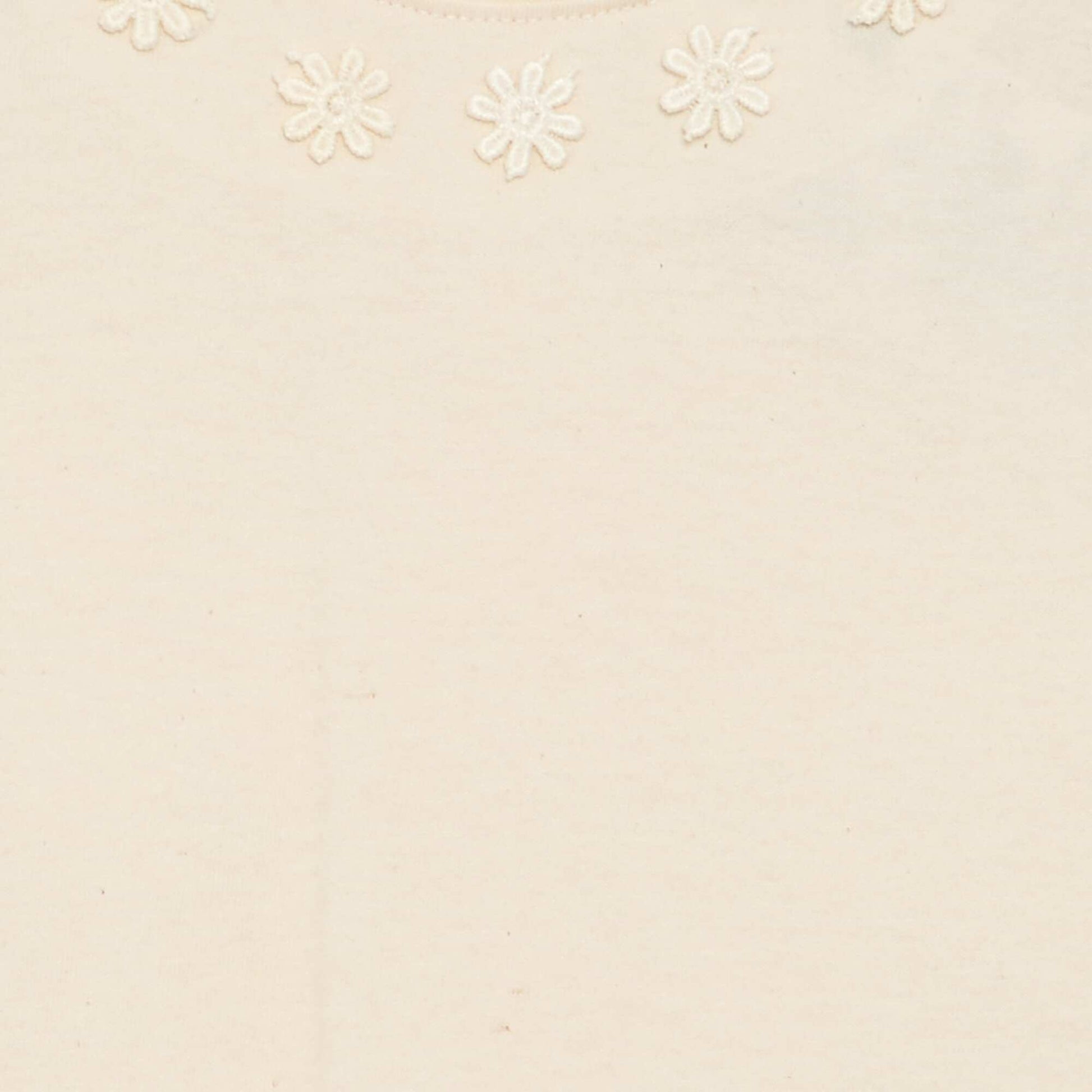 Solid T-shirt with fancy floral collar BEIGE