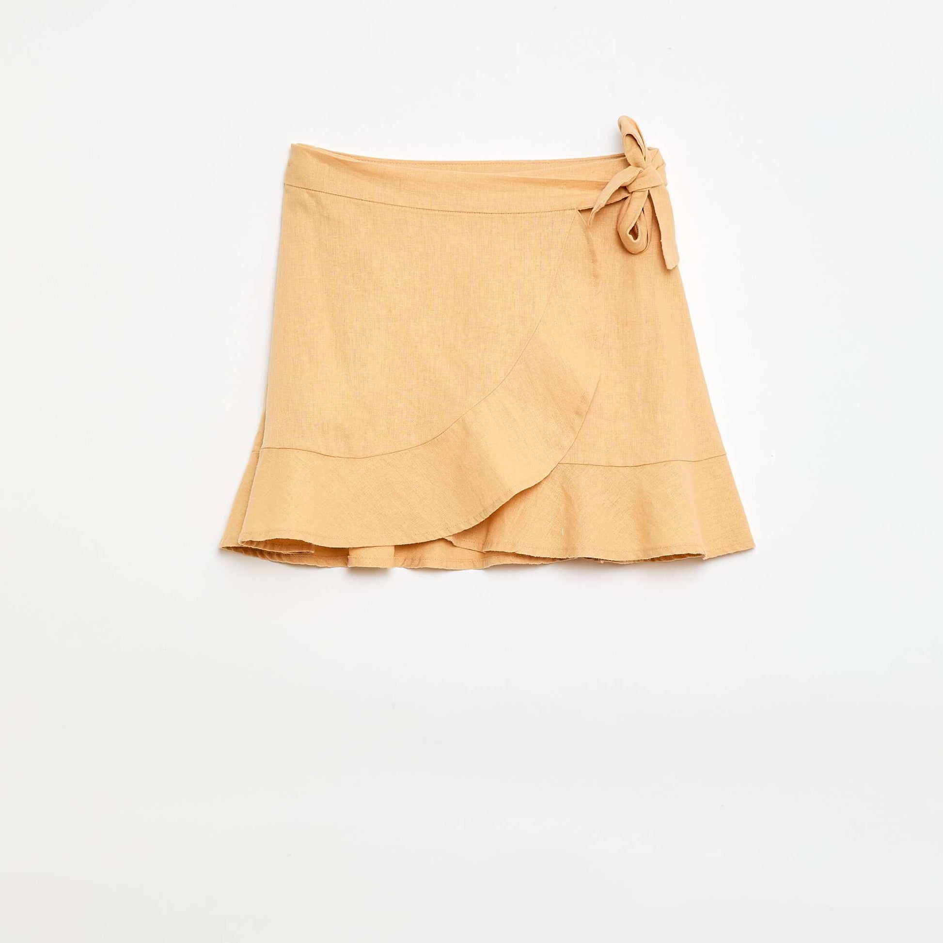Mixed Linen Ruffle Skirt YELLOW