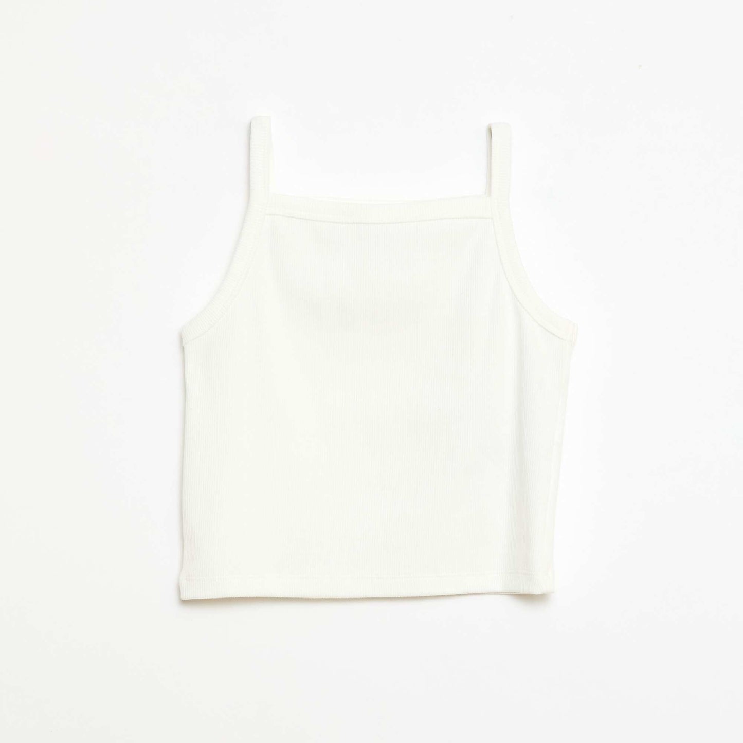 Ribbed Tank Top with Thin Straps WHITE