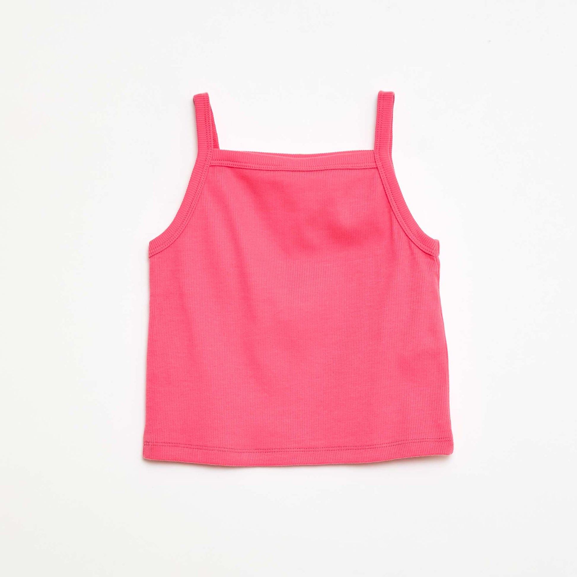 Ribbed Tank Top with Thin Straps PINK