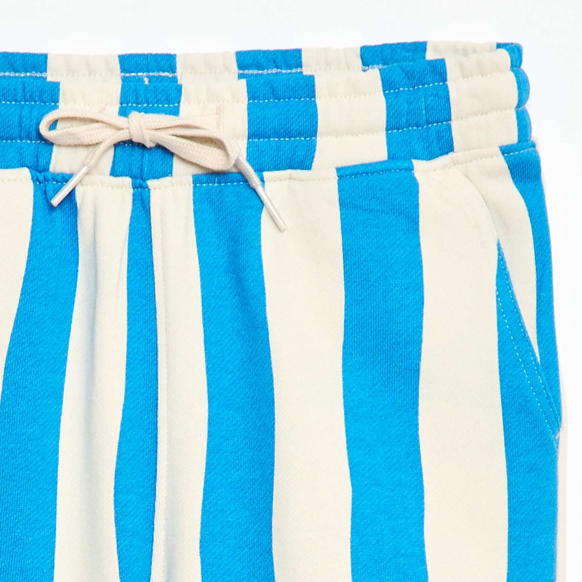 Patterned Fleece Bermuda Shorts with 2 Pockets BLUE