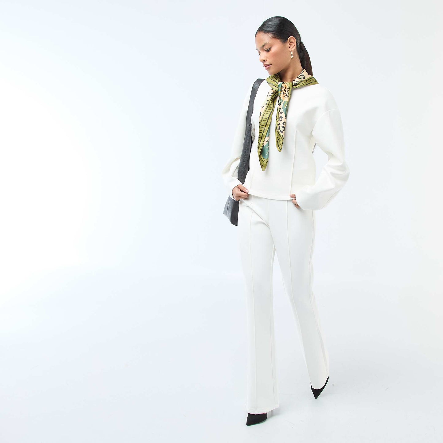 Wide-Leg Light Fleece Pants WHITE