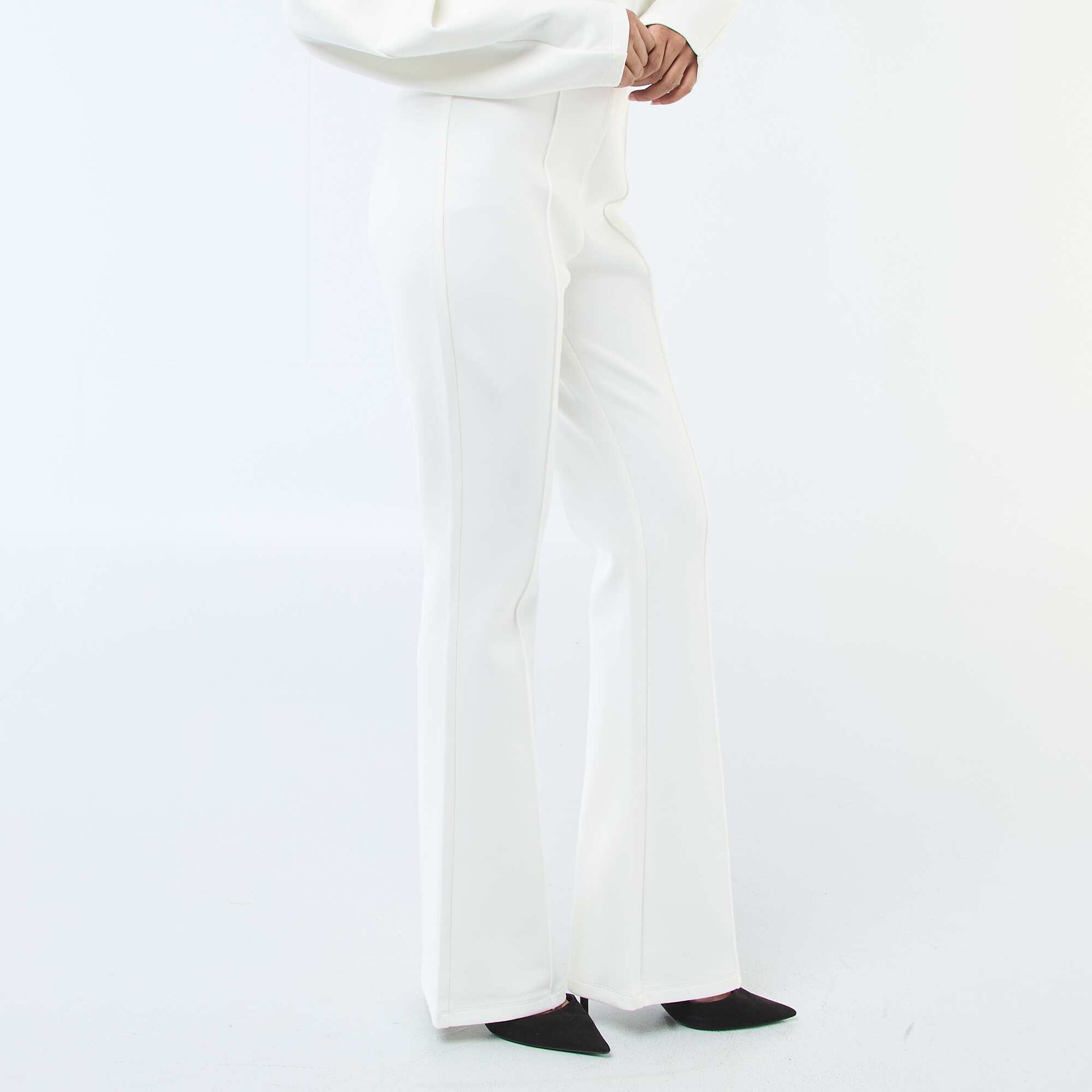 Wide-Leg Light Fleece Pants WHITE