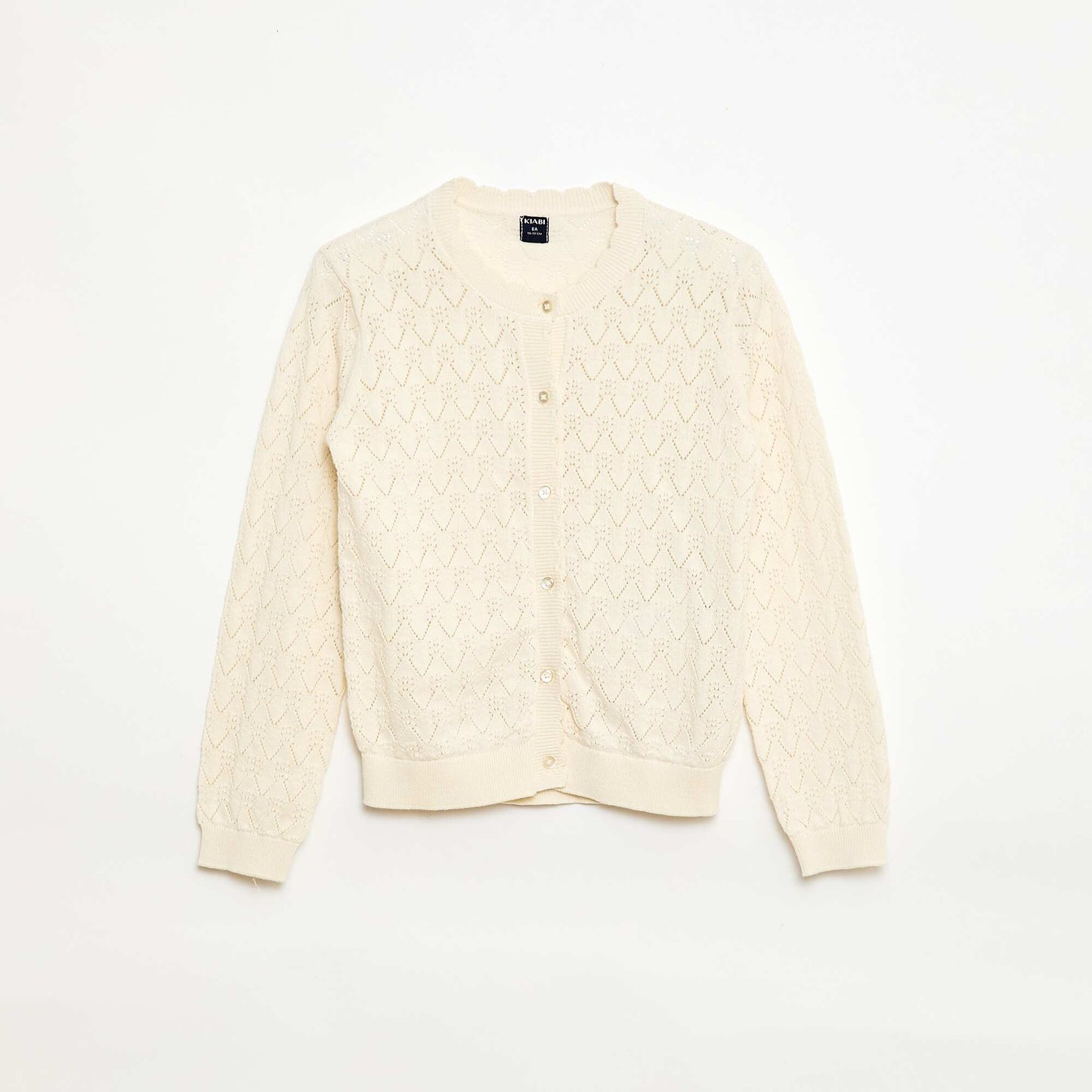 Fancy Openwork Knit Cardigan WHITE