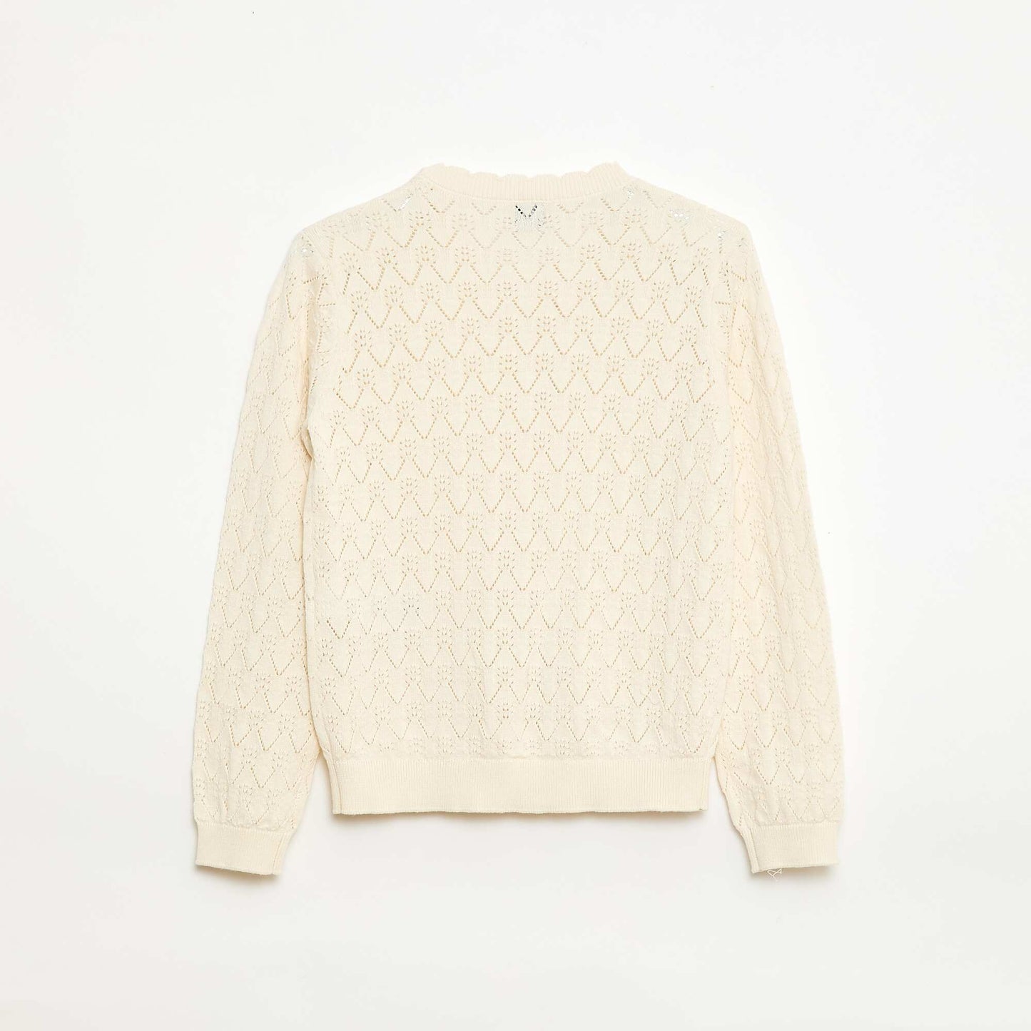 Fancy Openwork Knit Cardigan WHITE