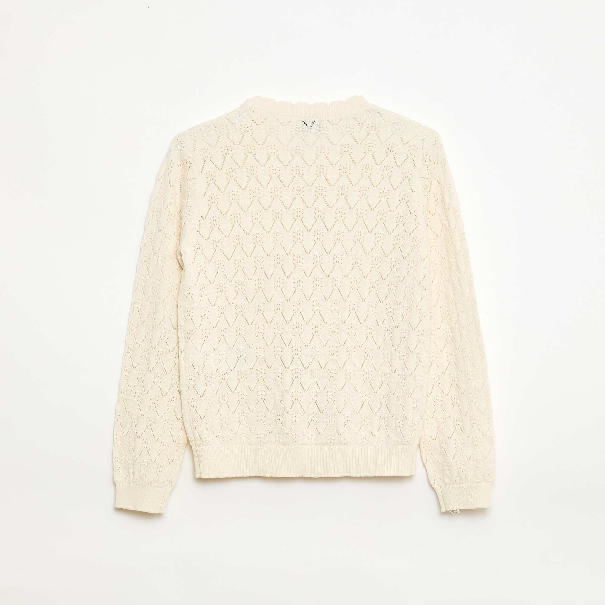 Fancy Openwork Knit Cardigan WHITE
