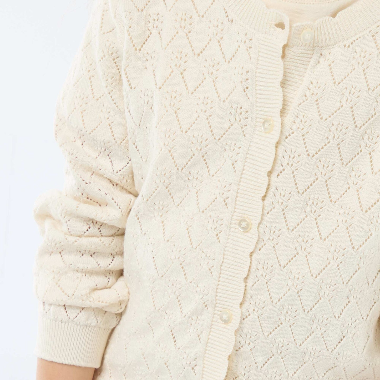 Fancy Openwork Knit Cardigan WHITE