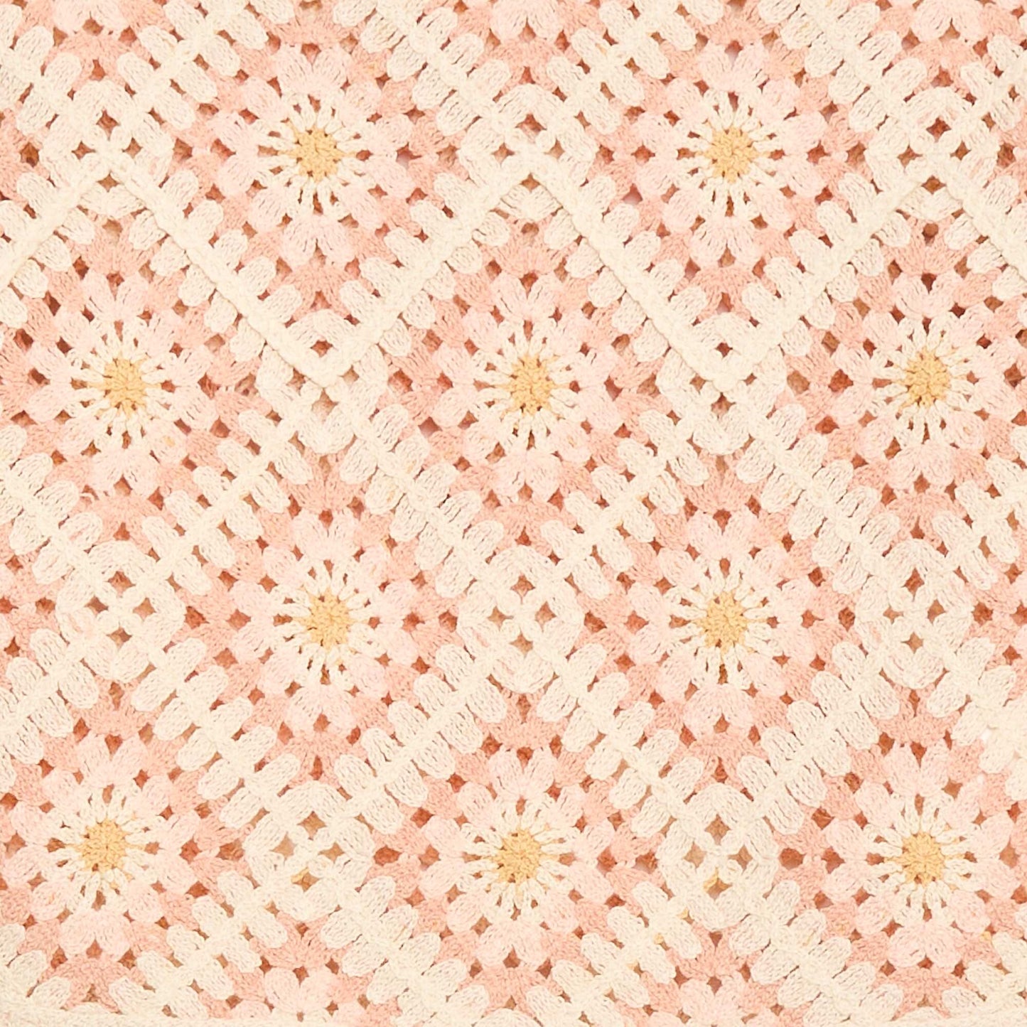 Openwork Knit Sweater with Floral Embroidery PINK