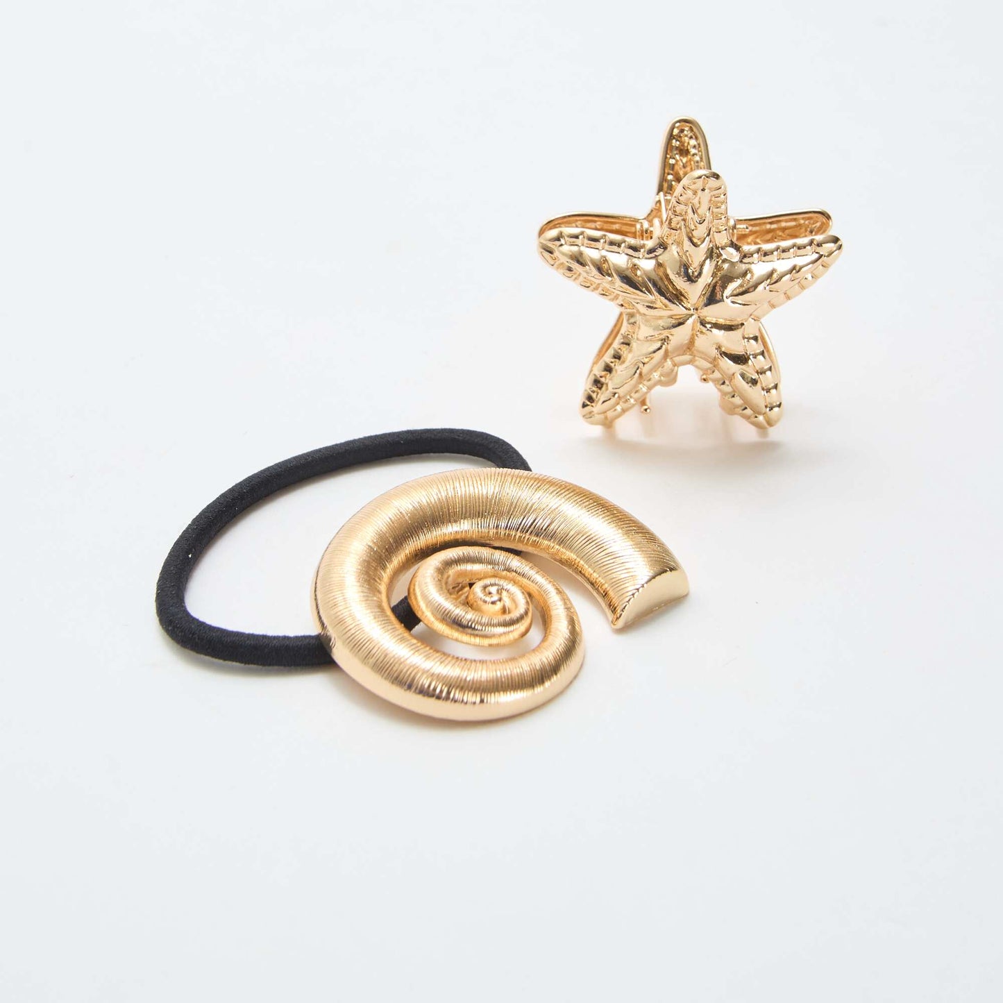 Shell Hair Tie and Golden Starfish Clip Set YELLOW