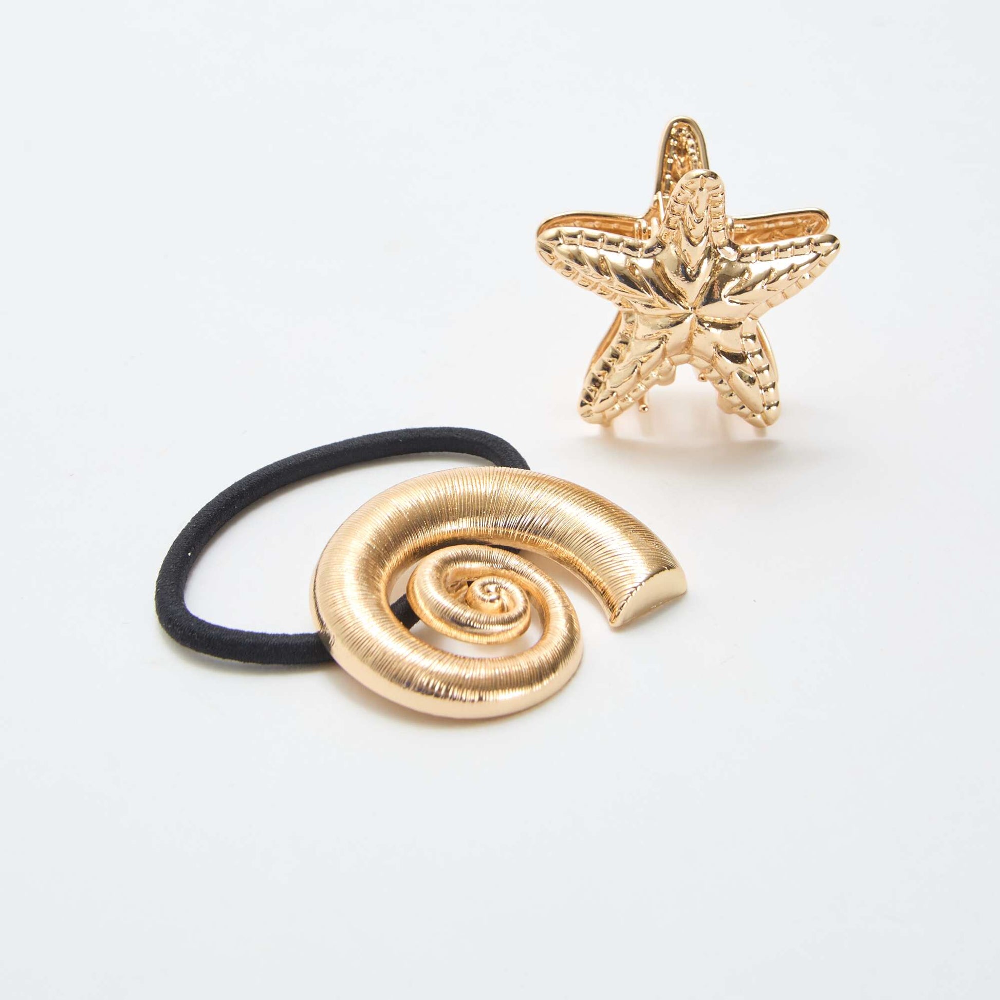 Shell Hair Tie and Golden Starfish Clip Set YELLOW