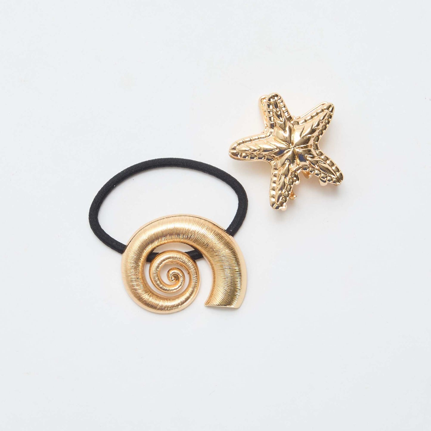 Shell Hair Tie and Golden Starfish Clip Set YELLOW