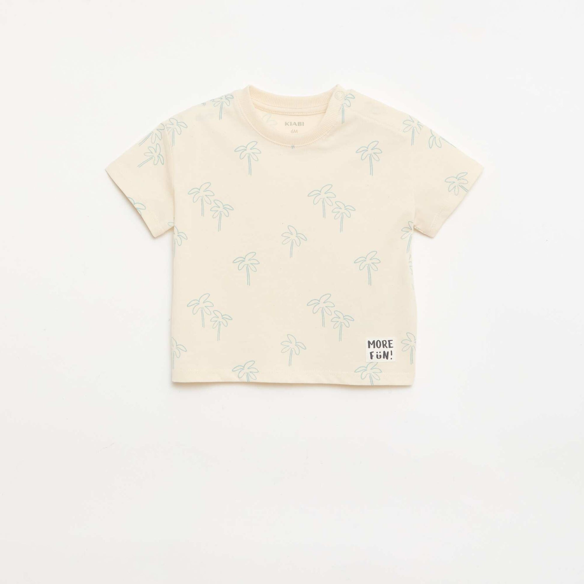 Set of 2 short-sleeved cotton jersey T-shirts BEIGE