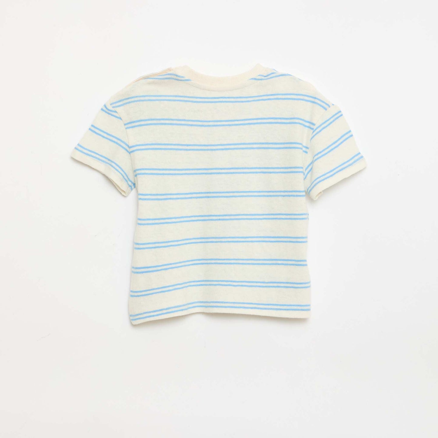 Striped cotton and linen jersey T-shirt WHITE
