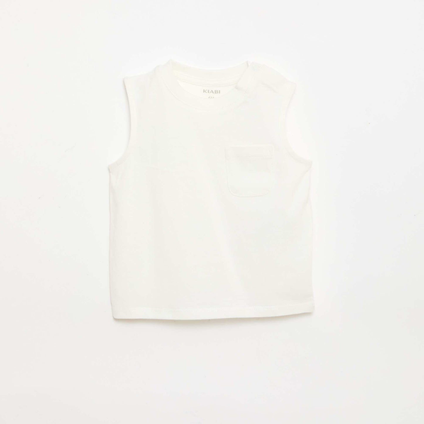 Cotton Jersey Tank Top with Chest Pocket WHITE