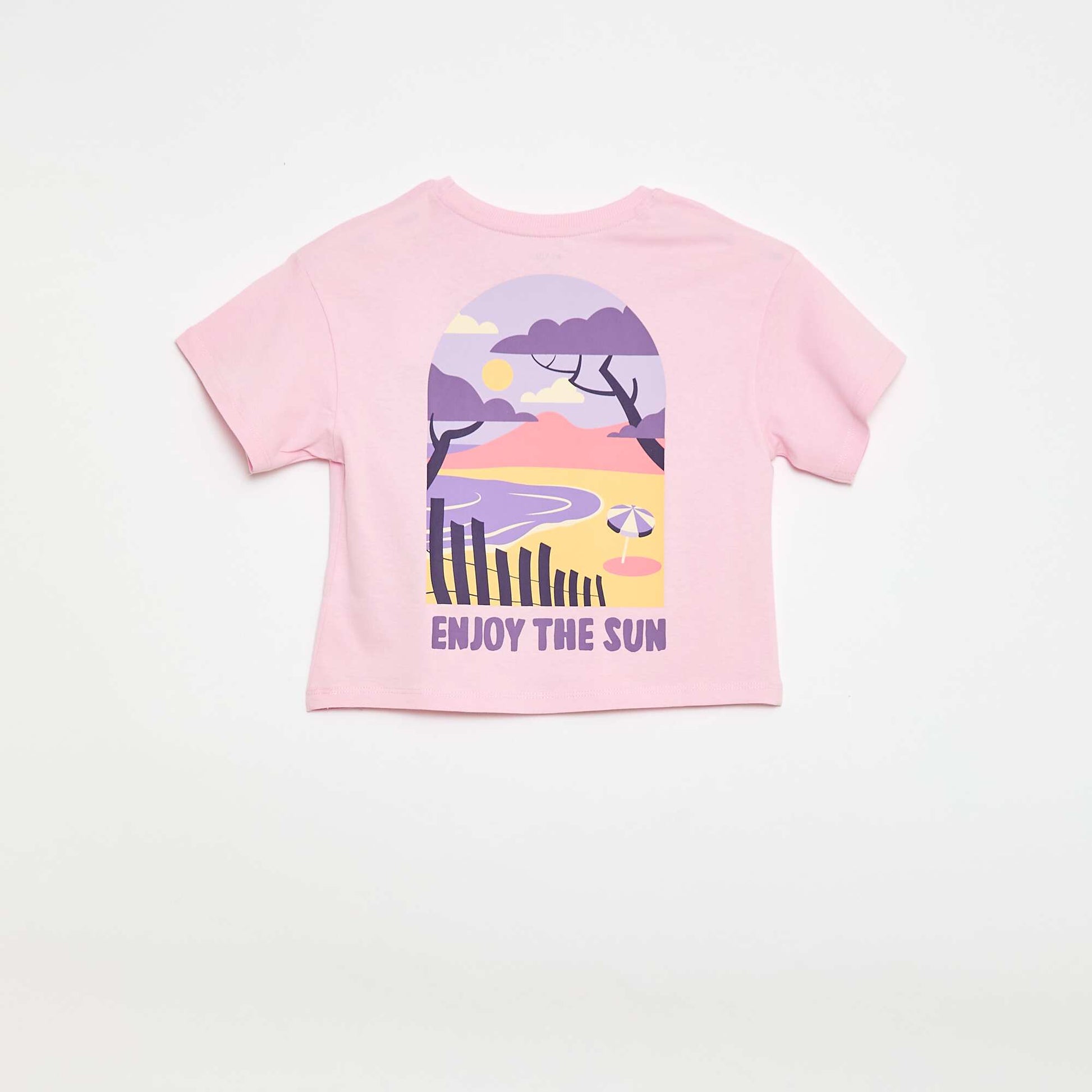 Loose-fit T-shirt with back & chest print PINK