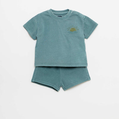 2-Piece Embroidered T-shirt and Shorts Set BLUE