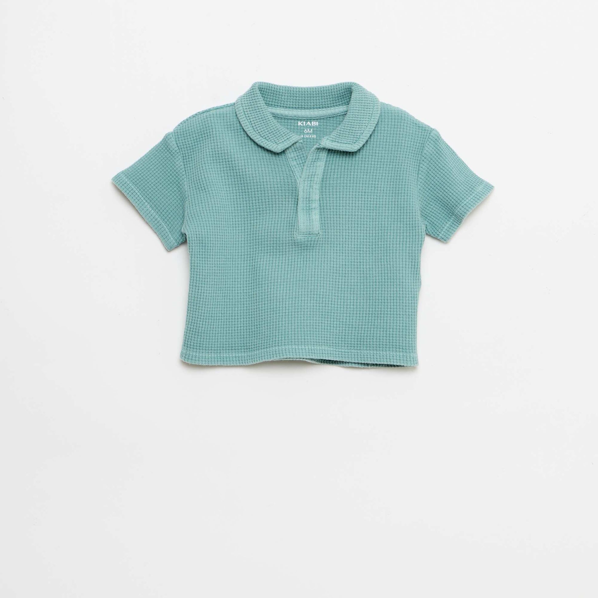 2-piece Waffle Knit Polo and Shorts Set BLUE