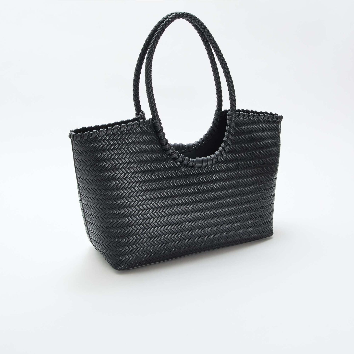 Large Rectangular Woven Tote Bag BLACK