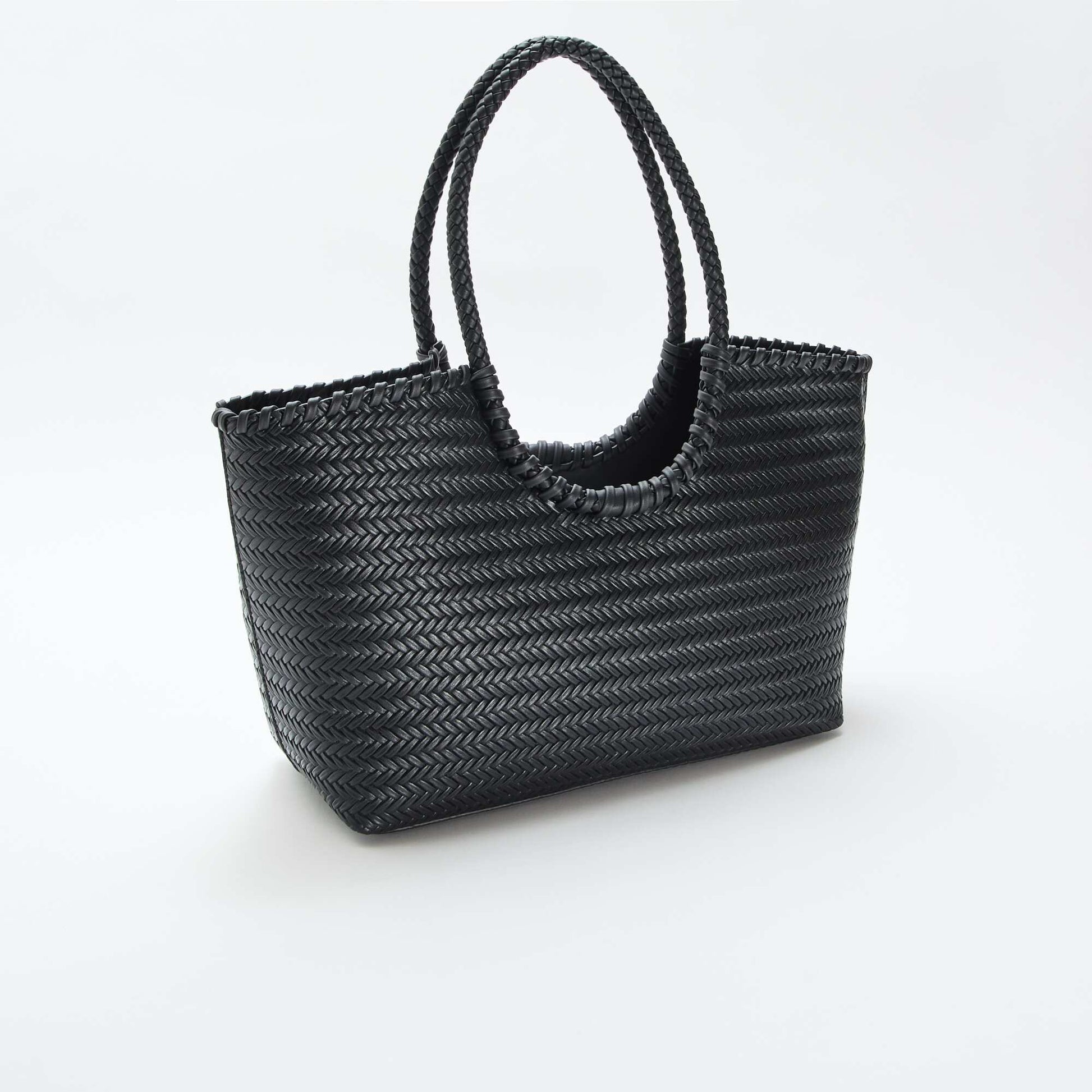 Large Rectangular Woven Tote Bag BLACK