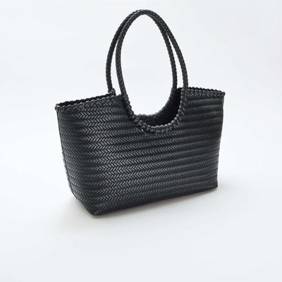 Large Rectangular Woven Tote Bag BLACK
