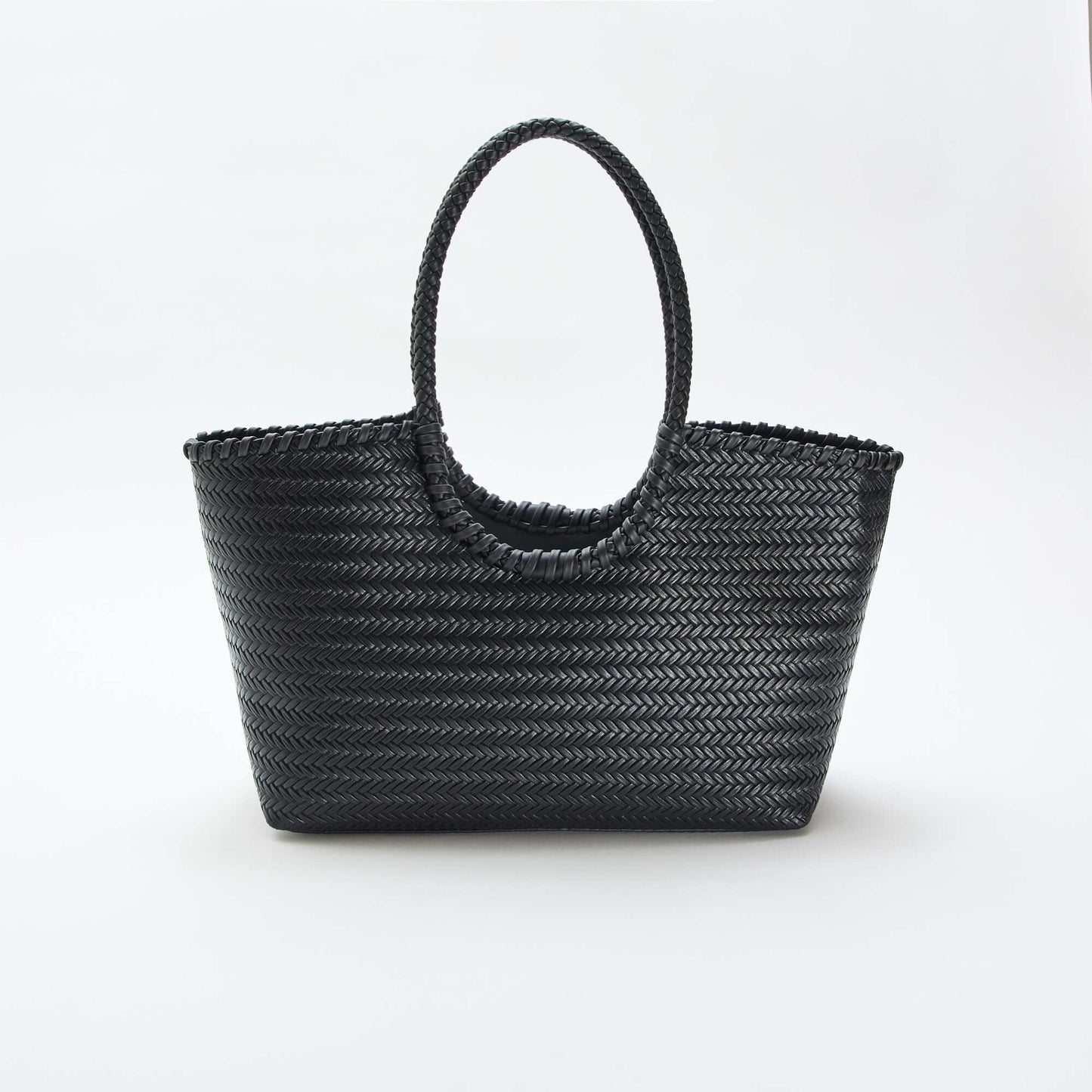 Large Rectangular Woven Tote Bag BLACK