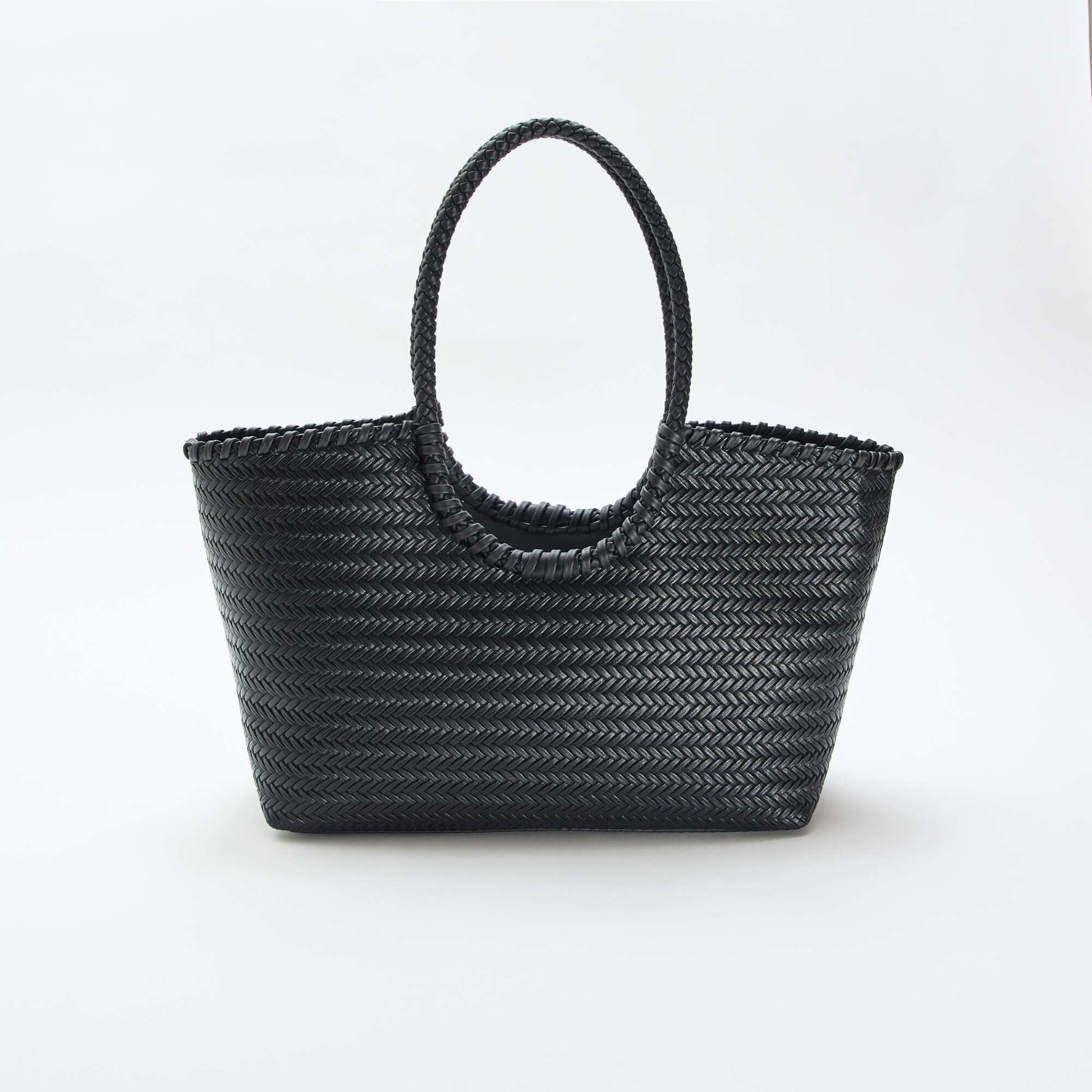 Large Rectangular Woven Tote Bag BLACK