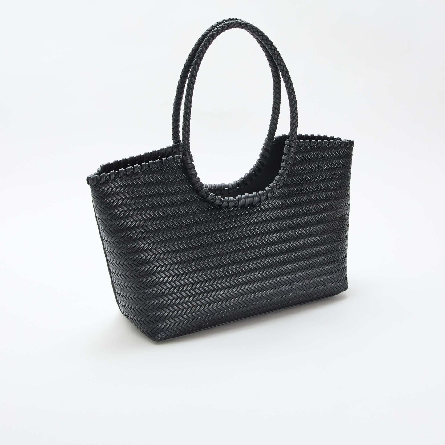 Large Rectangular Woven Tote Bag BLACK