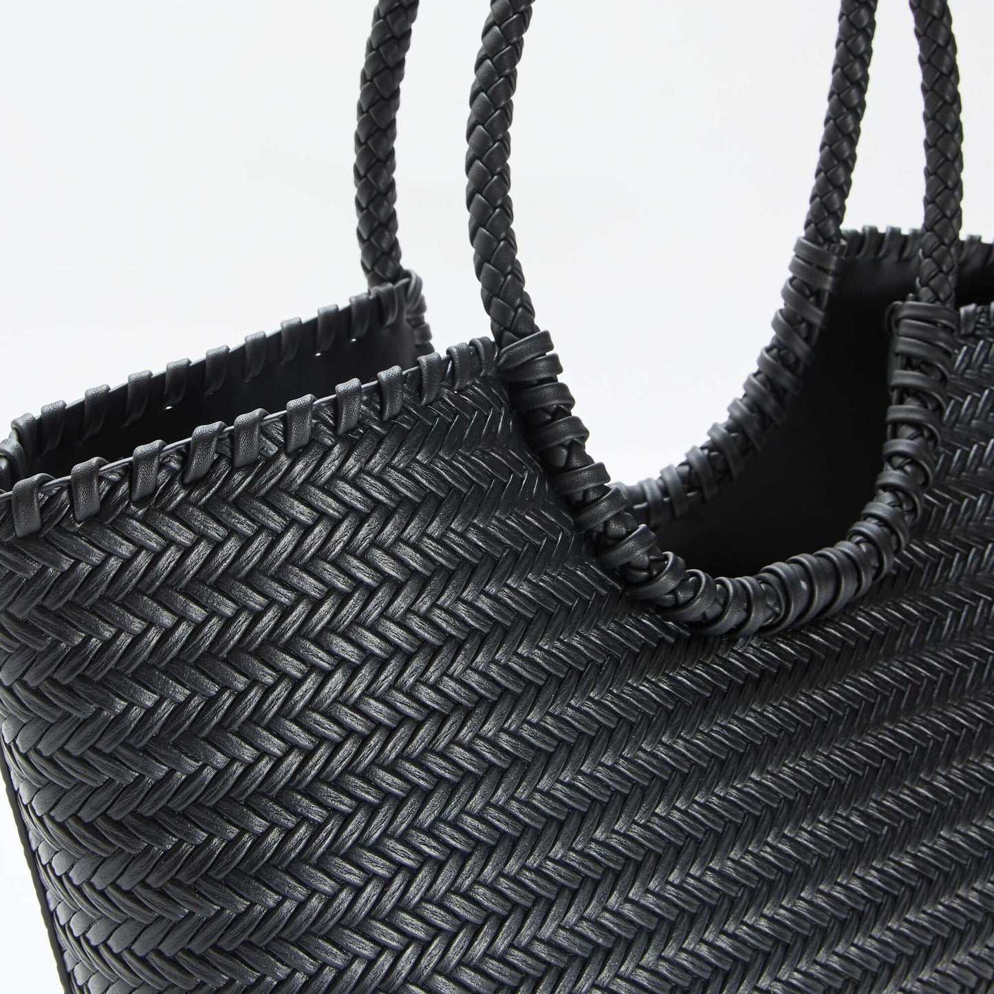 Large Rectangular Woven Tote Bag BLACK