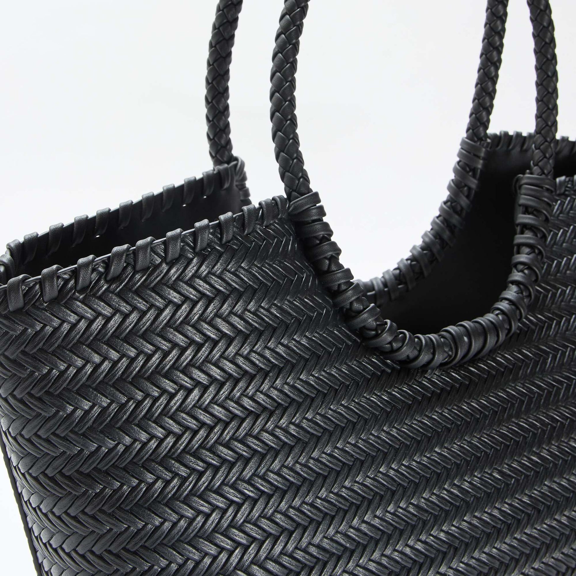 Large Rectangular Woven Tote Bag BLACK