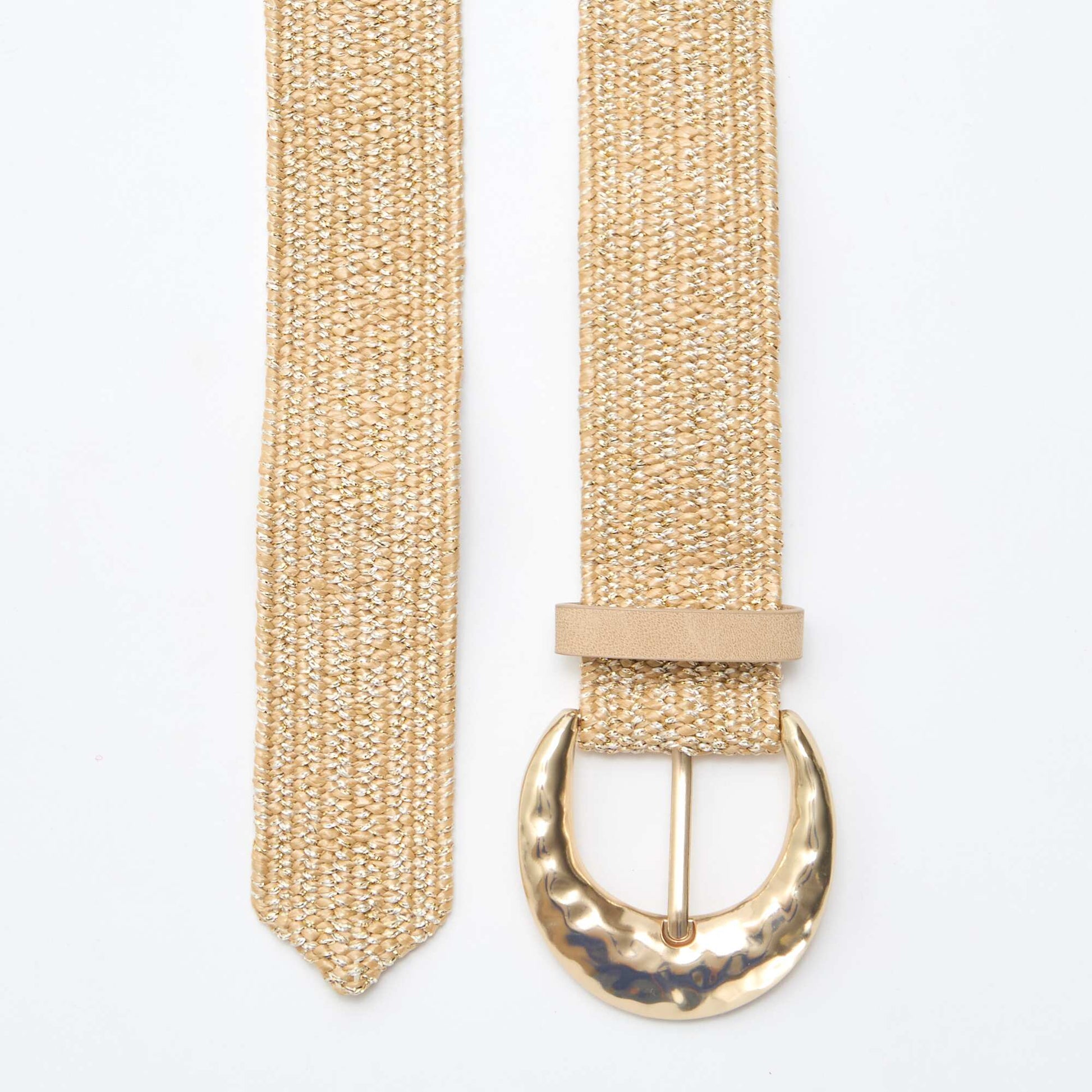 Flexible straw-look elastic belt BEIGE