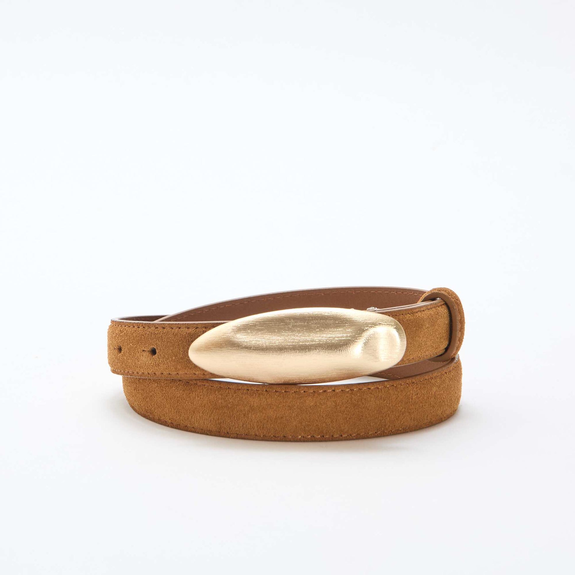 Faux suede belt BROWN