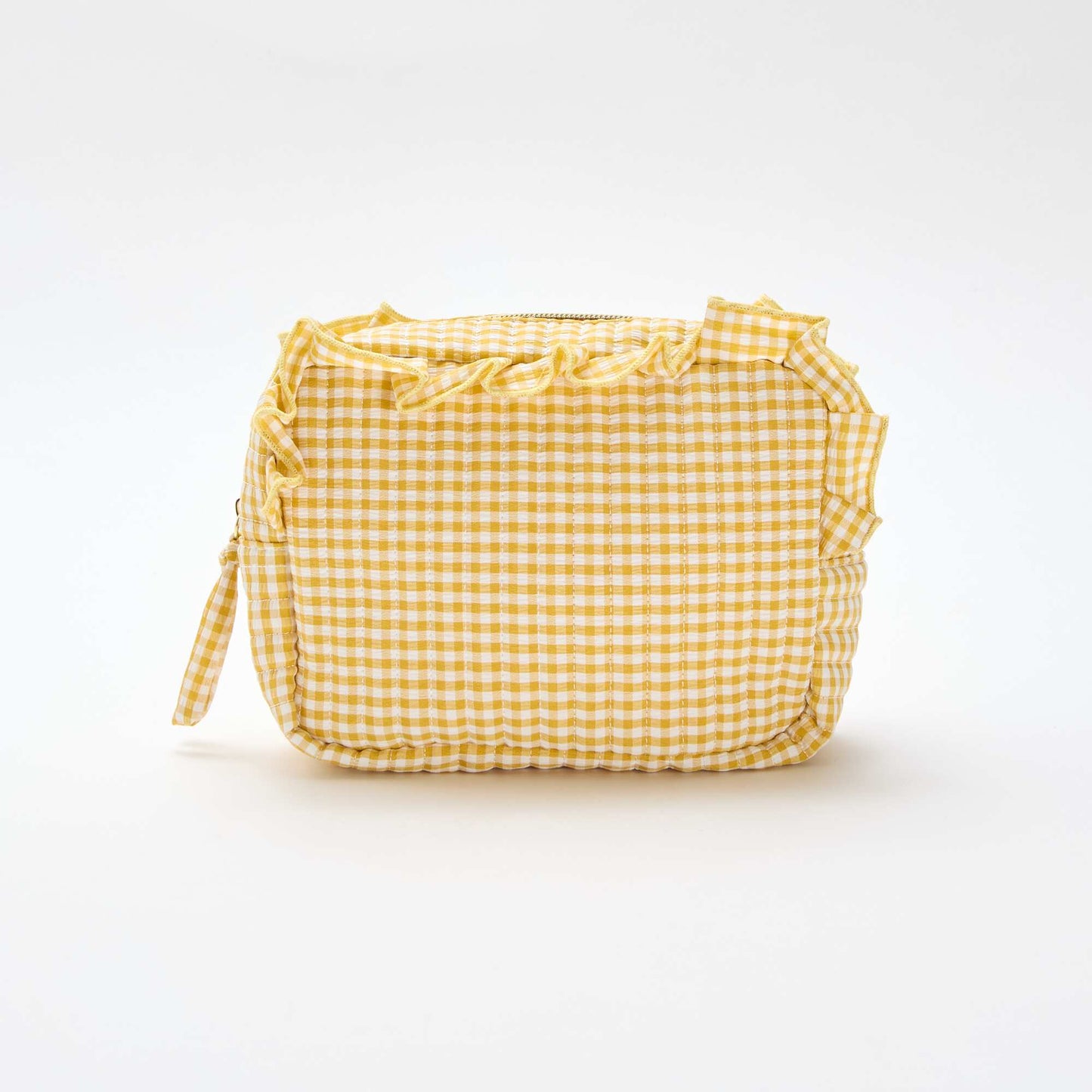 Gingham toiletry bag with ruffles YELLOW