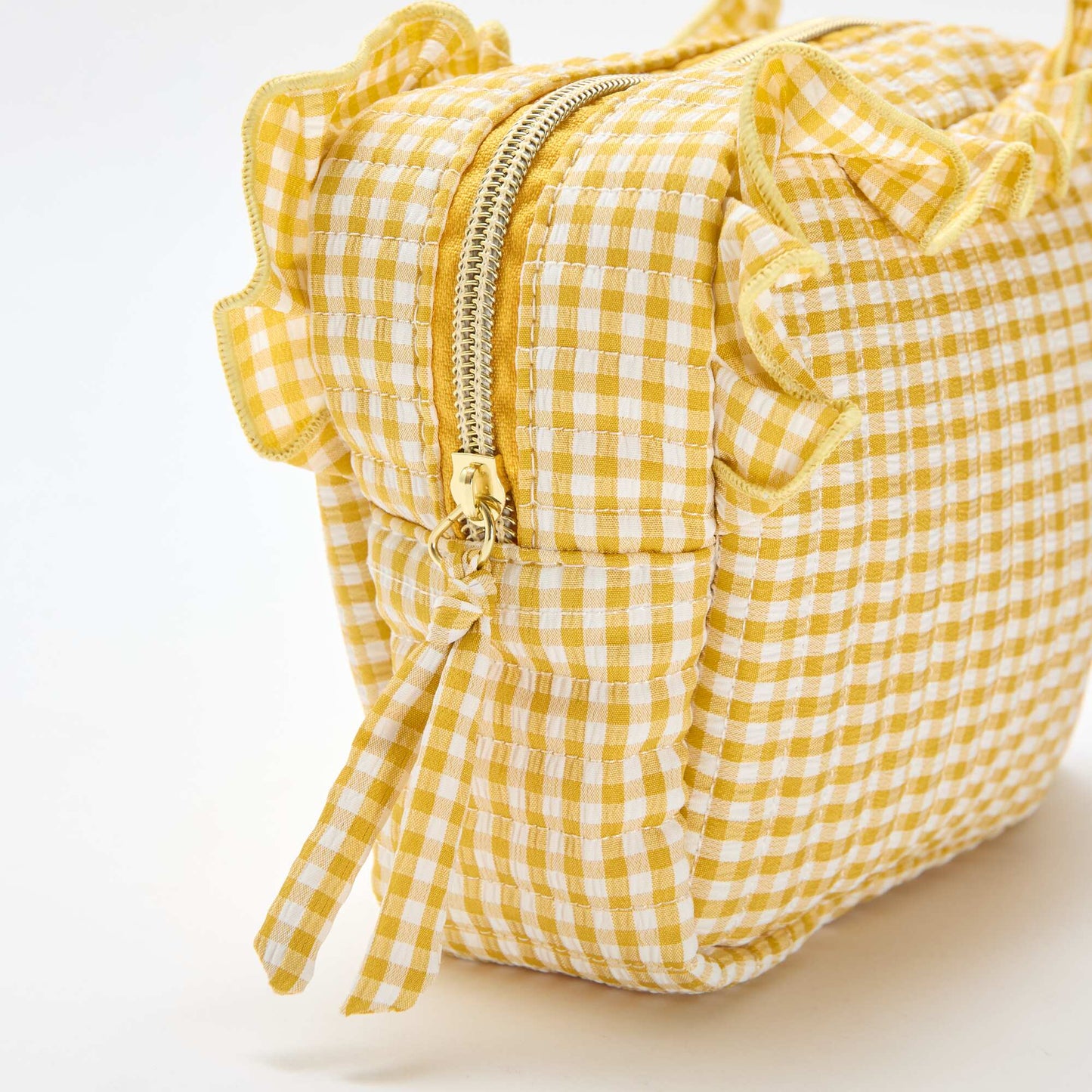 Gingham toiletry bag with ruffles YELLOW