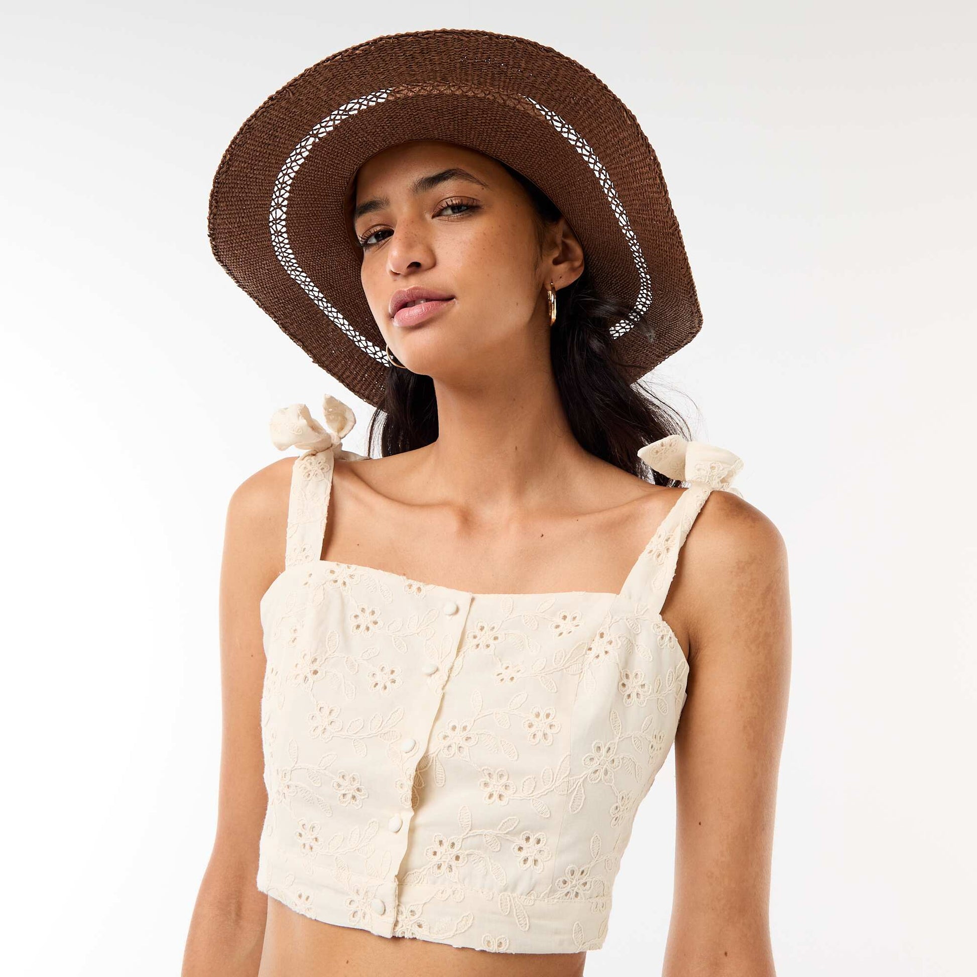 Borsalino-style straw hat BROWN