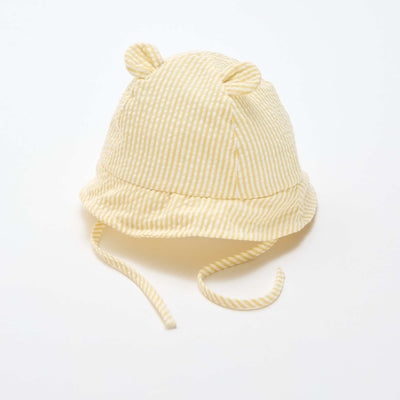 Striped Bucket Hat with Little Ears YELLOW