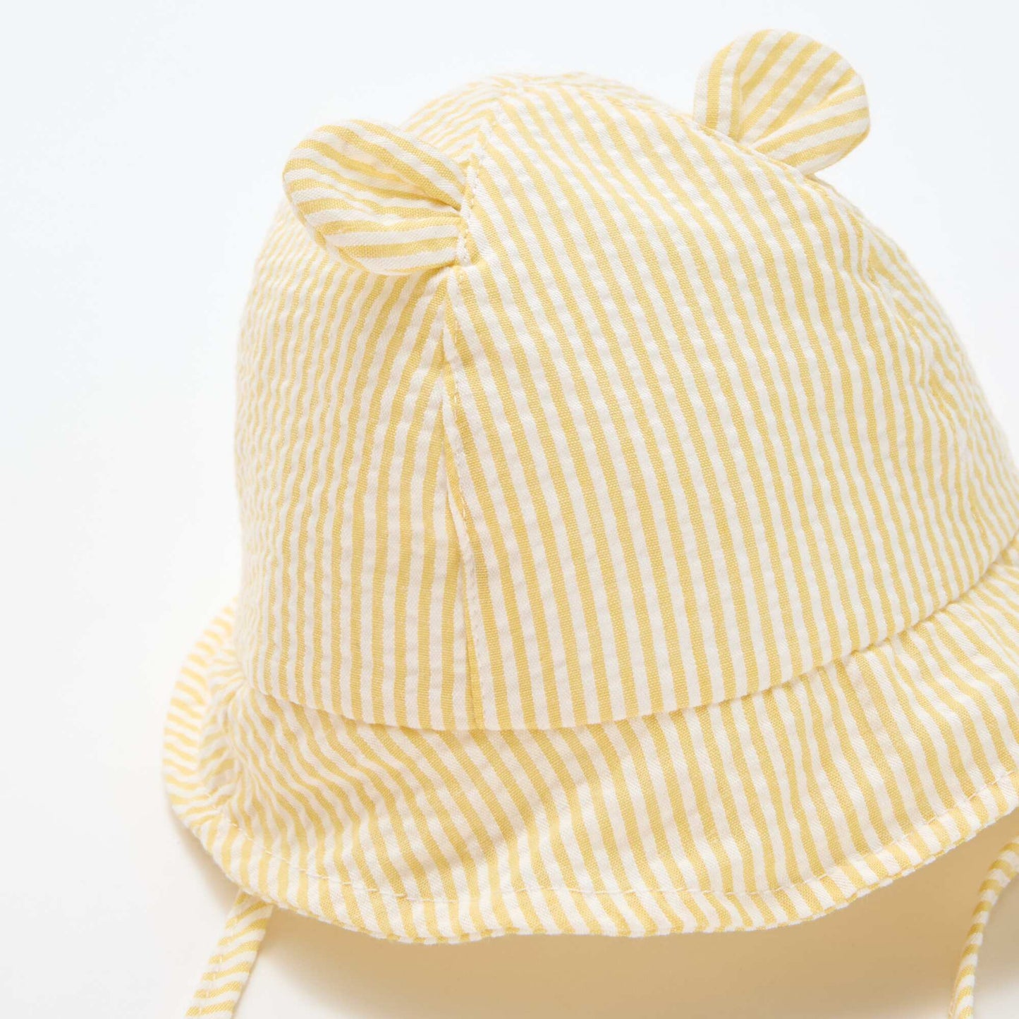 Striped Bucket Hat with Little Ears YELLOW