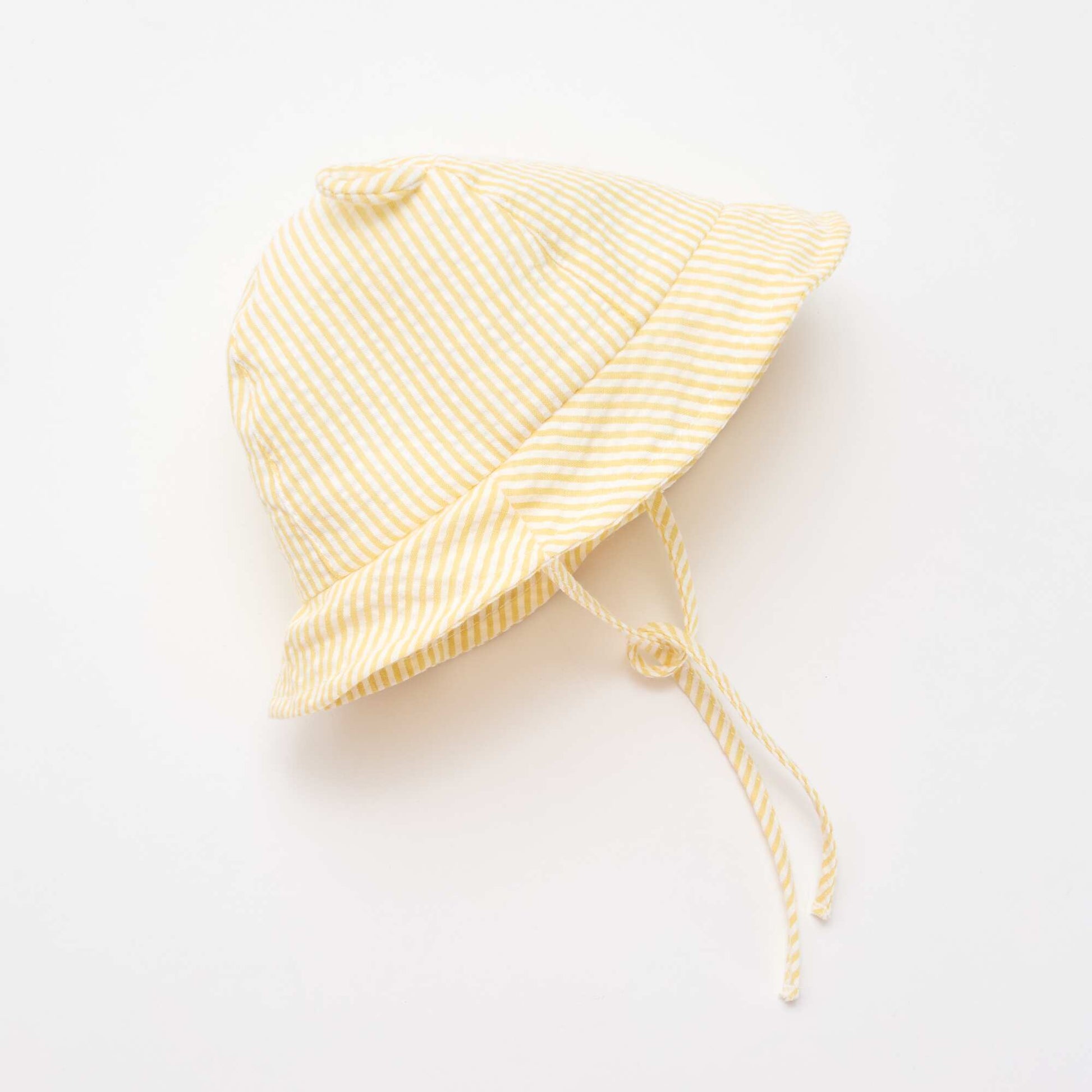 Striped Bucket Hat with Little Ears YELLOW