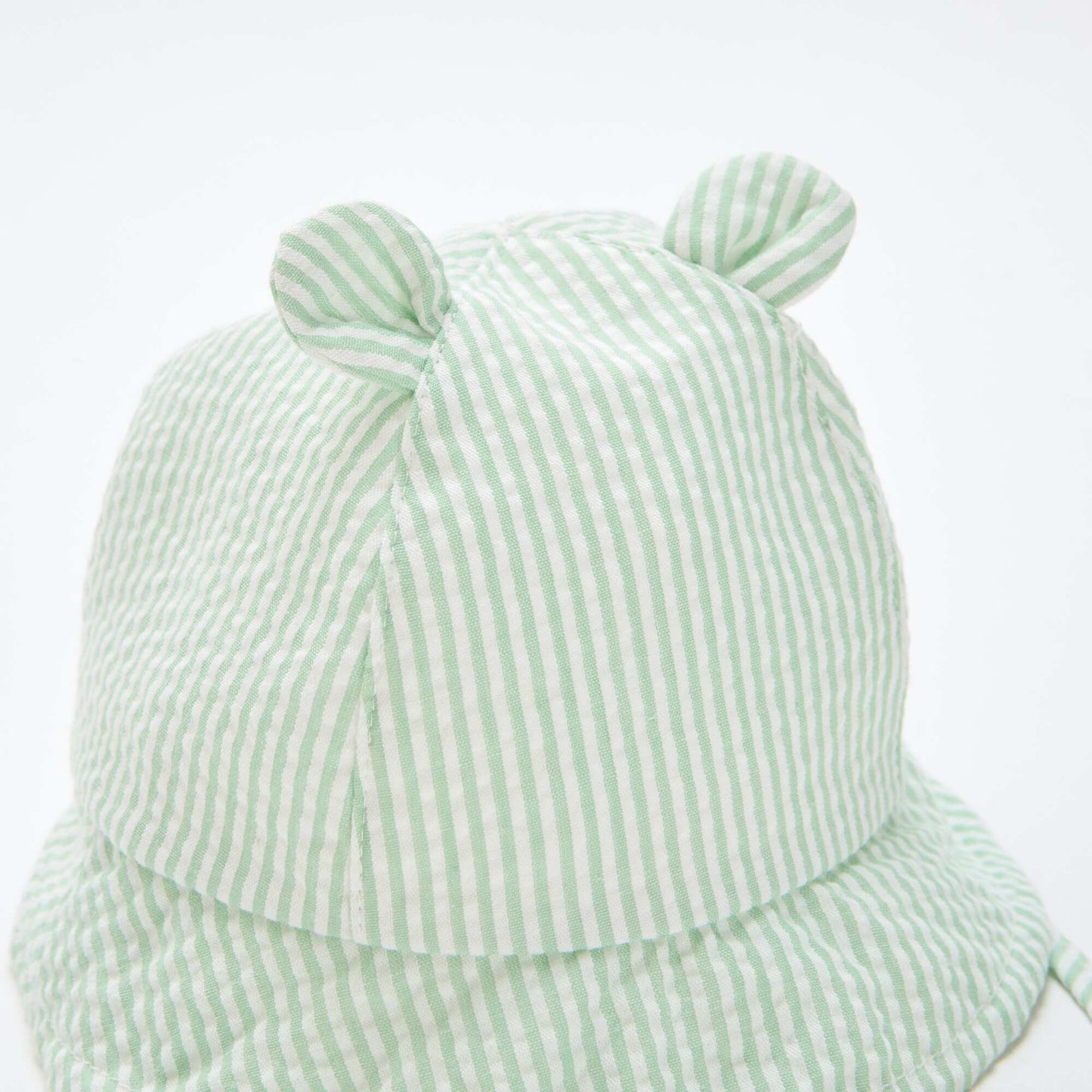 Striped Bucket Hat with Little Ears GREEN