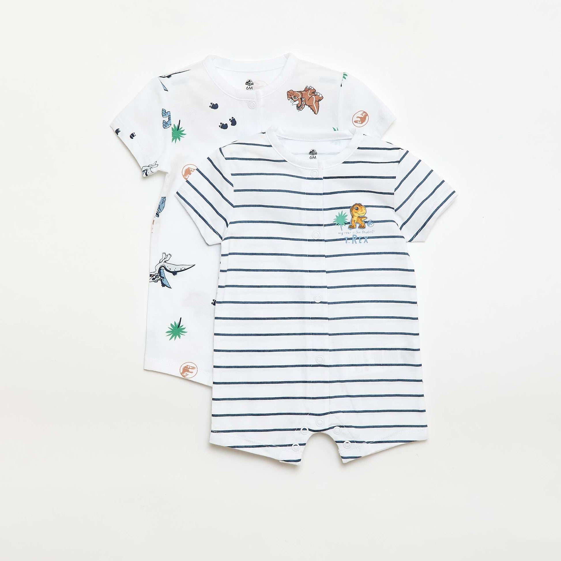Set of 2 'Jurassic World' Rompers WHITE