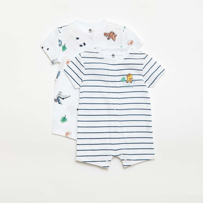 Set of 2 'Jurassic World' Rompers WHITE
