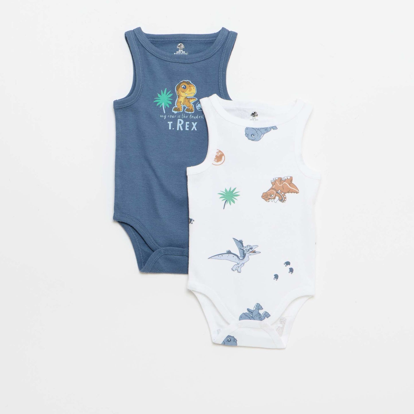 Set of 2 'Jurassic World' sleeveless bodysuits WHITE