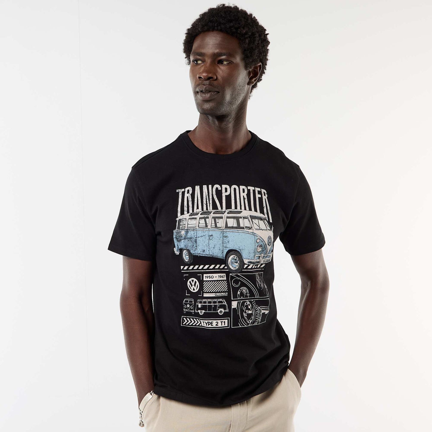Short-sleeved 'Volkswagen Van' T-shirt BLACK