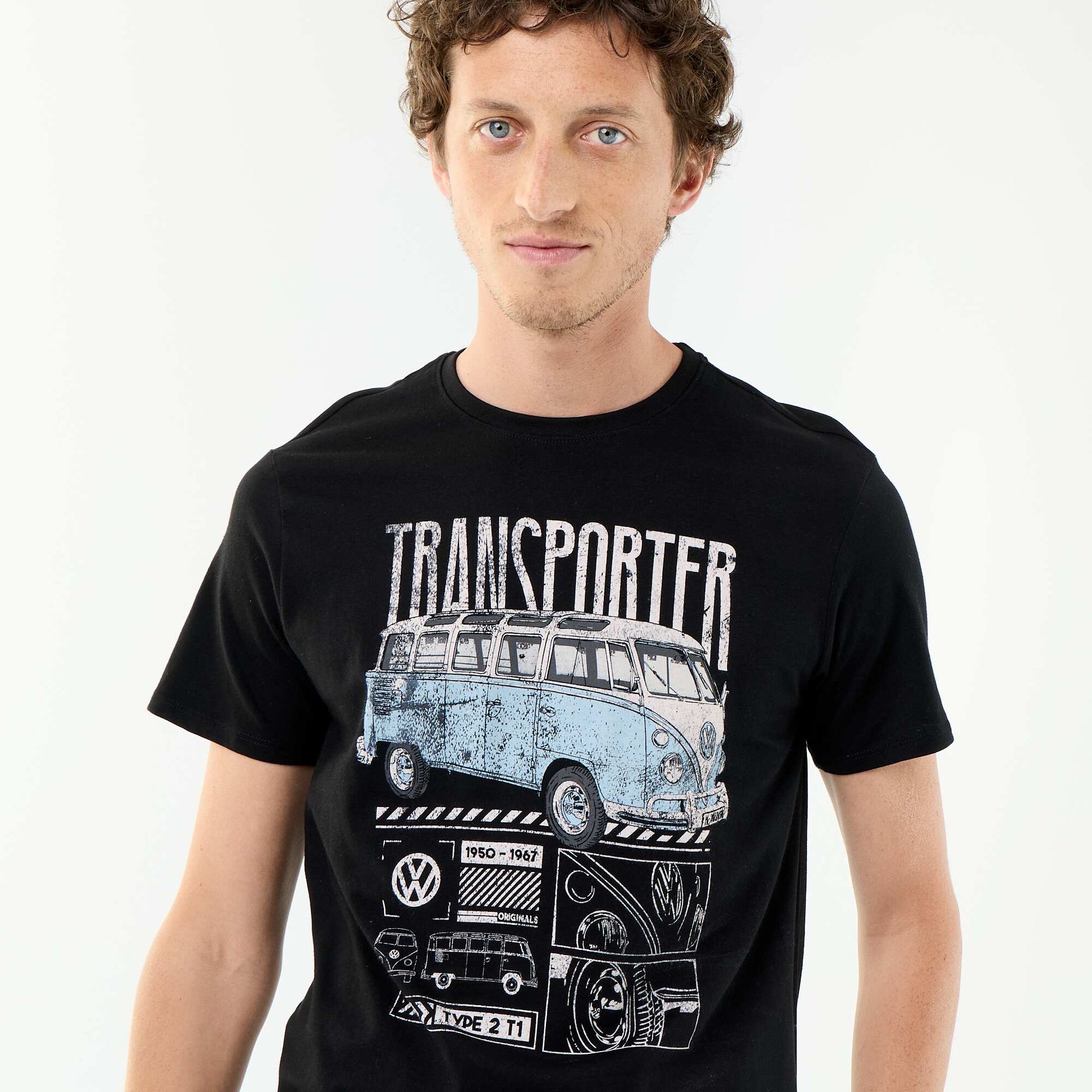 Short-sleeved 'Volkswagen Van' T-shirt BLACK