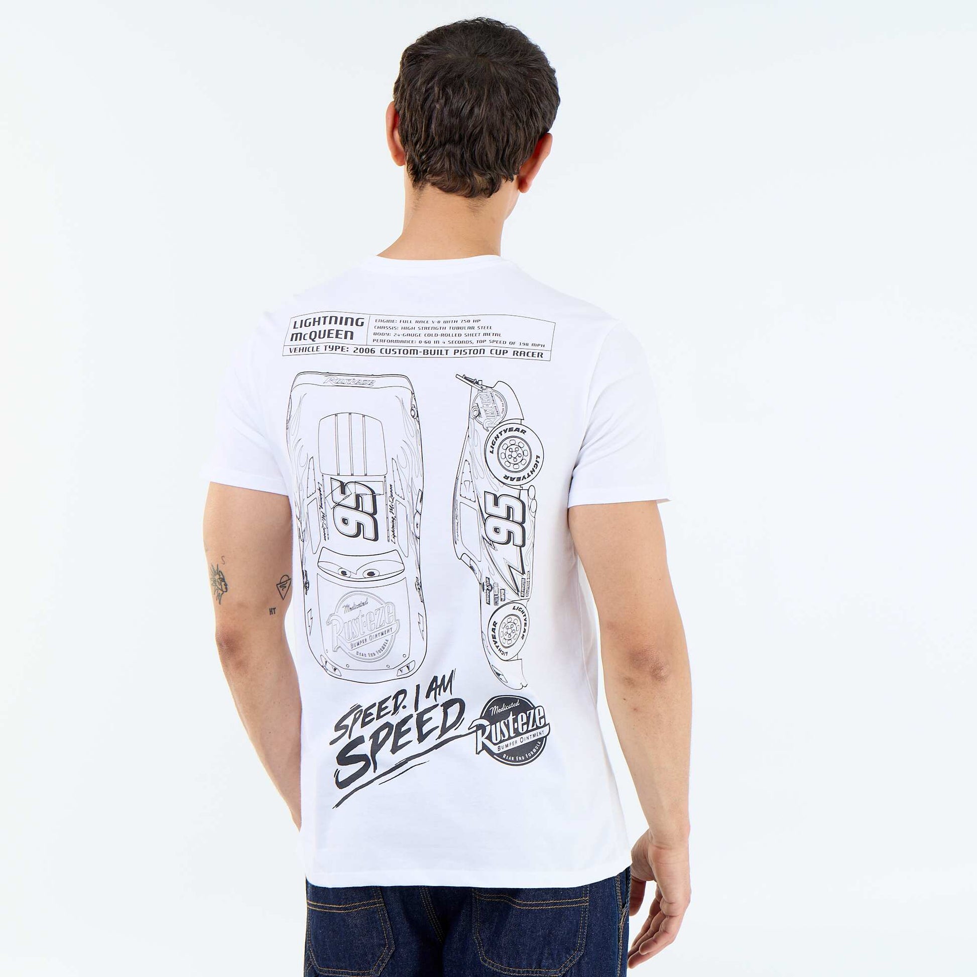 Disney Pixar Cars Front and Back Print T-shirt WHITE